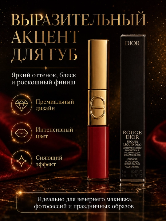 Блеск-помада Dior Liquid Sequin 881 Carouse - эффект блеска и комфорт на губах