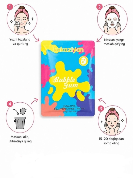 Kakaziyan Bubble Yum yuz uchun matoli niqob - 