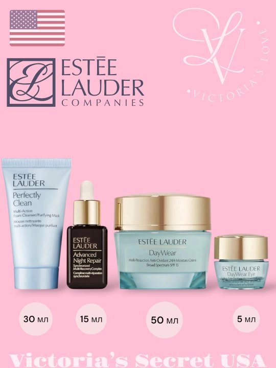 Estee Lauder sovg‘a to‘plami, yuz kremi, tungi zardob, ko‘z atrofi terisi uchun krem