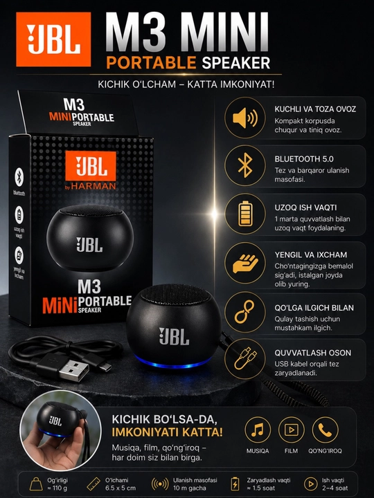 JBL M3 Mini Portable Speaker - ixcham Bluetooth karnay - 