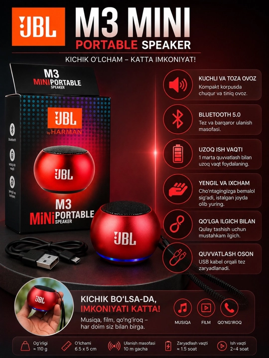 JBL M3 Mini Portable Speaker - ixcham Bluetooth karnay - 