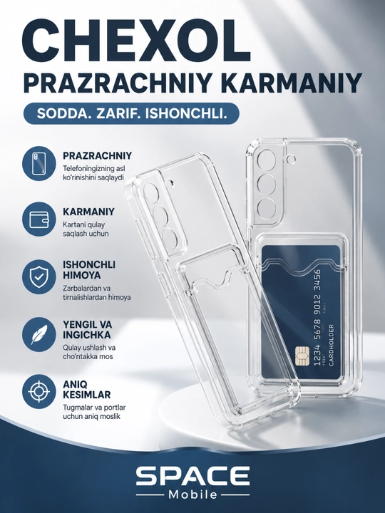 Shaffof telefon g‘ilofi, Samsung SASE kartalari uchun bo‘limli g‘ilof