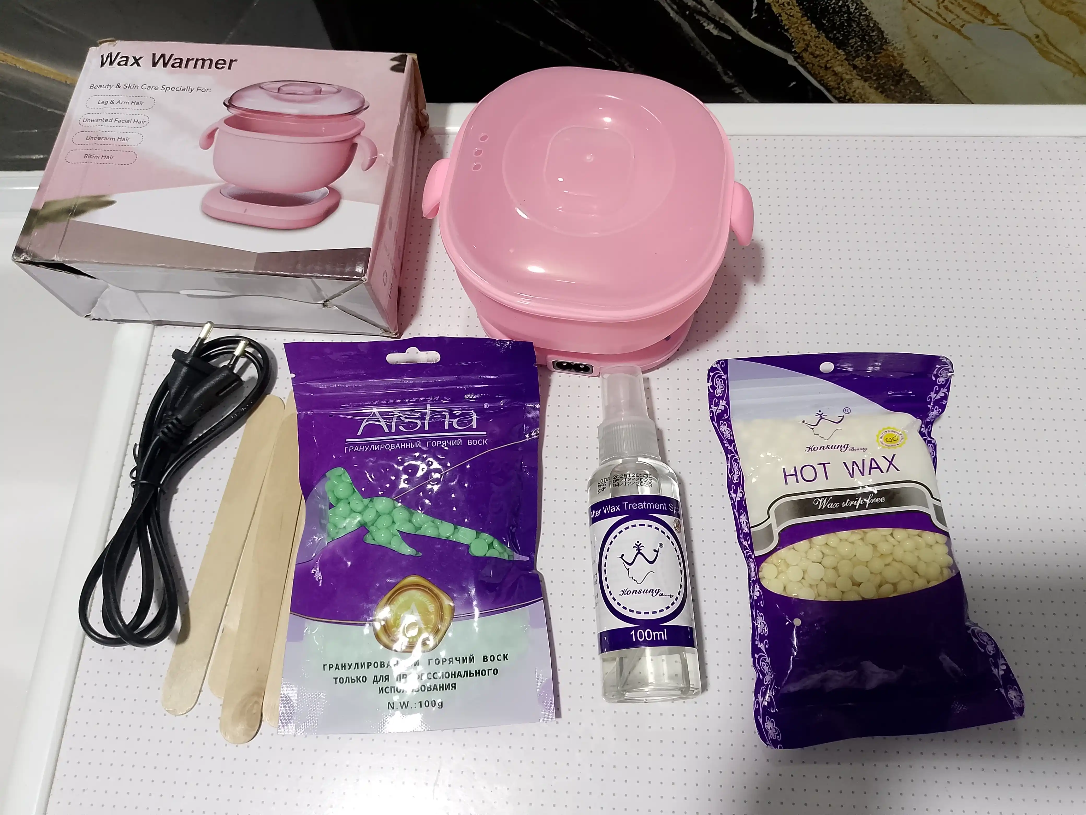 Depilatsiya qozon nabor 5 tasi 1 da, sprey, vosk, depilatsiya nabor