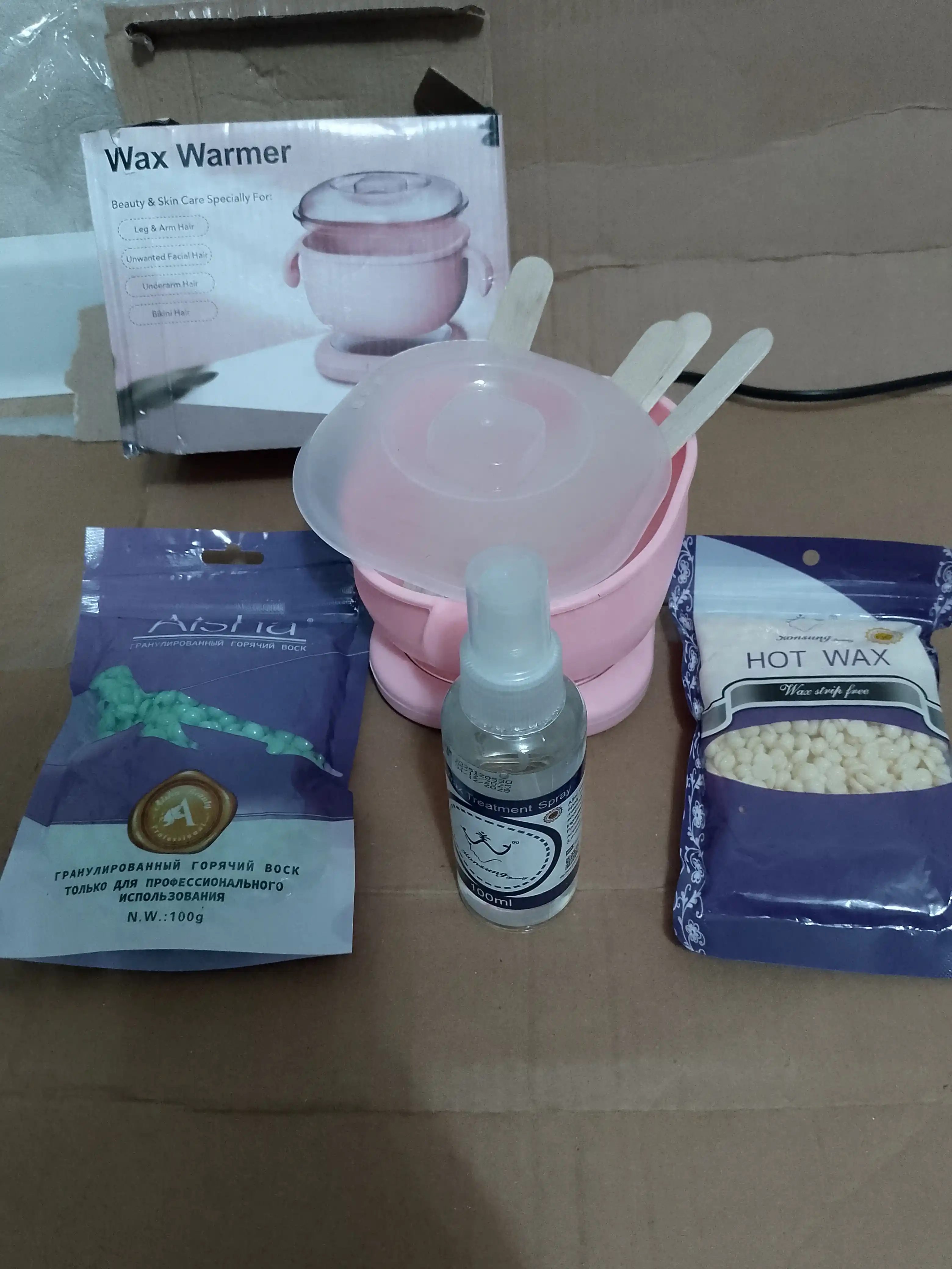 Depilatsiya qozon nabor 5 tasi 1 da, sprey, vosk, depilatsiya nabor