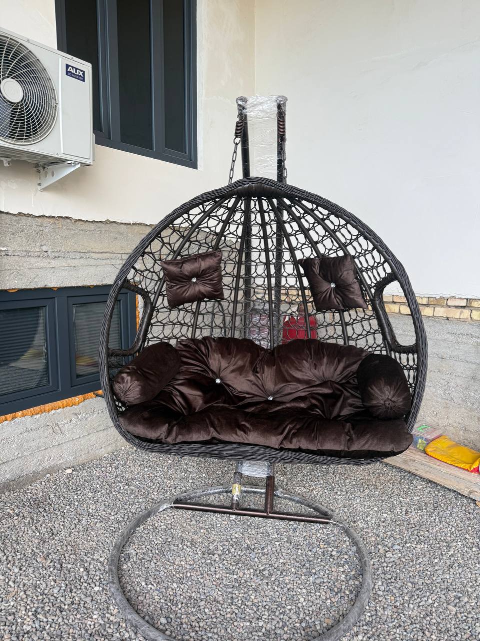 Kachelya divan 2 kishilik, sun’iy rattan, bog‘ va balkon uchun