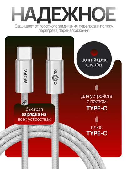Универсальный комплект для быстрой зарядки – кабель и адаптер USB / Type-C / Lightning - 