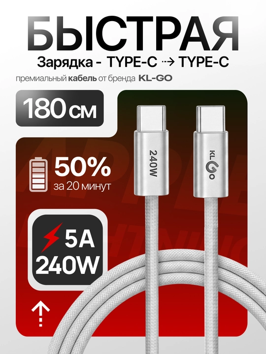 Универсальный комплект для быстрой зарядки – кабель и адаптер USB / Type-C / Lightning