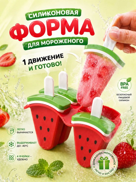 Формочки для домашнего мороженого, фруктового льда, йогурта