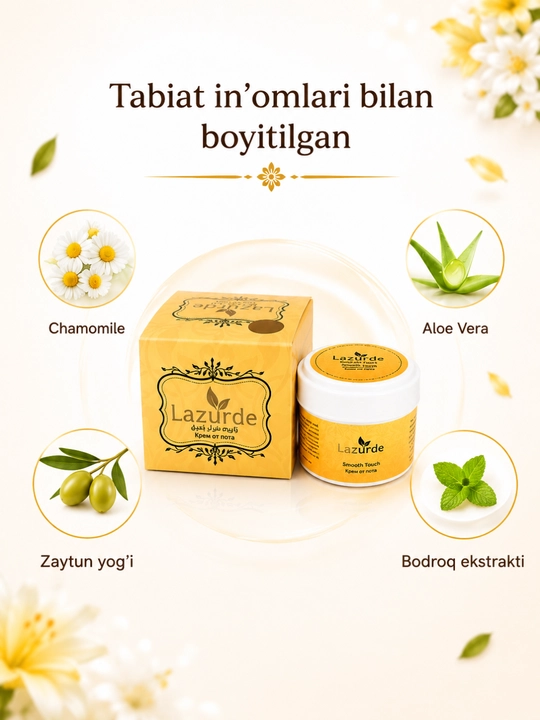 Lazurde Ayollar uchun dezodorant, ter hidiga qarshi antiperspirant krem, 50 gr