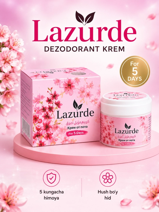 Lazurde Дезодорант женский, крем-антиперспирант против запаха пота, 50 гр - 