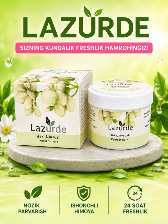 Lazurde ayollar uchun dezodorant, ter hidiga qarshi antiperspirant krem, 50 gr