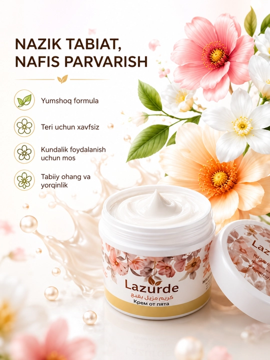 Lazurde ayollar uchun dezodorant, ter hidiga qarshi antiperspirant krem, 50 gr