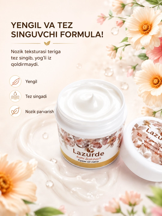 Lazurde ayollar uchun dezodorant, ter hidiga qarshi antiperspirant krem, 50 gr