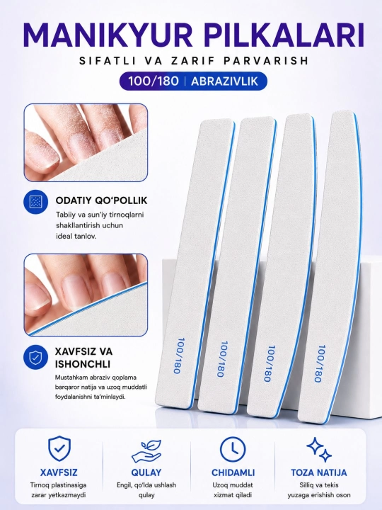Tirnoq uchun100/180 pilka,manikyur va pedikyur uchun pilka - 