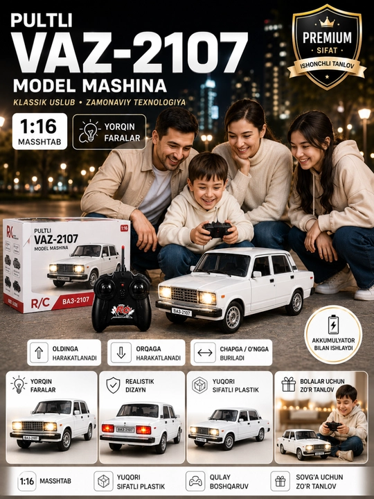 VAZ-2107 "Jiguli" pultidagi mashina — avtomobil modeli 1:16