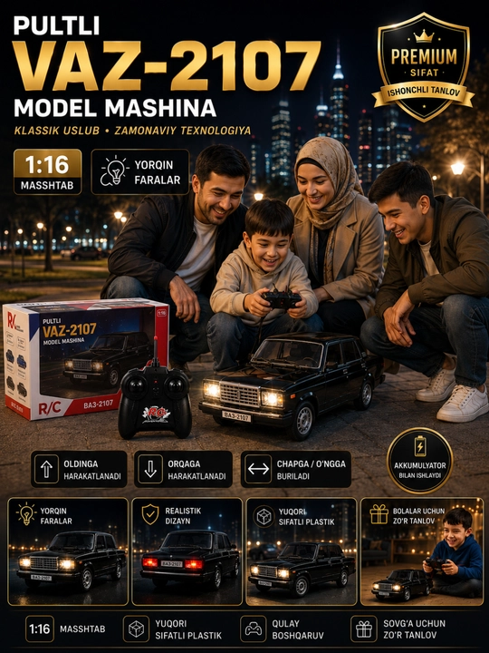 VAZ-2107 "Jiguli" pultidagi mashina — avtomobil modeli 1:16