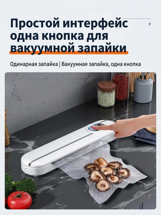 Вакуумный упаковщик, вакууматор для продуктов + 10 пакетов, мощный, вакууматор