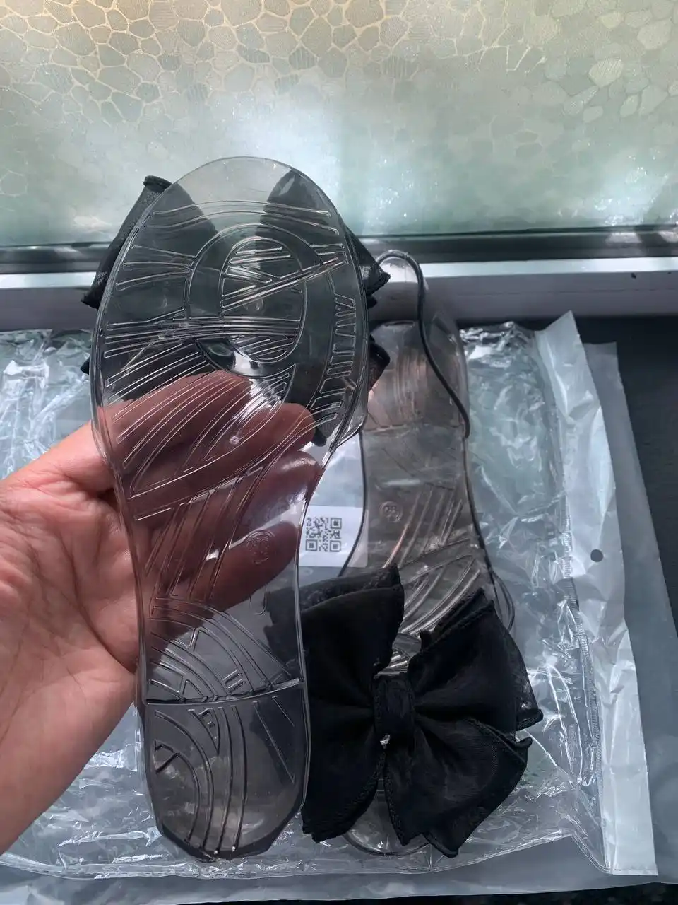 Женские прозрачные балетки с бантом летние силиконовые сандалии, jelly shoes пляжная обувь