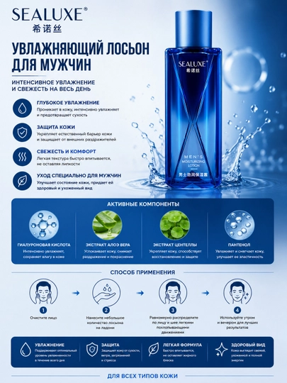 SEALUXE Увлажняющий лосьон для мужчин 100 г - 