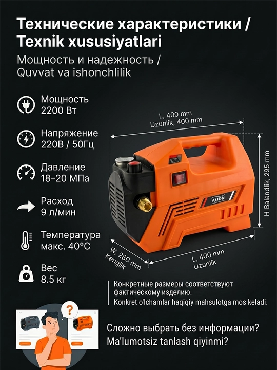 Мойка автомобиля, мойка авто, мойка высокого давления, 1800W/2200W