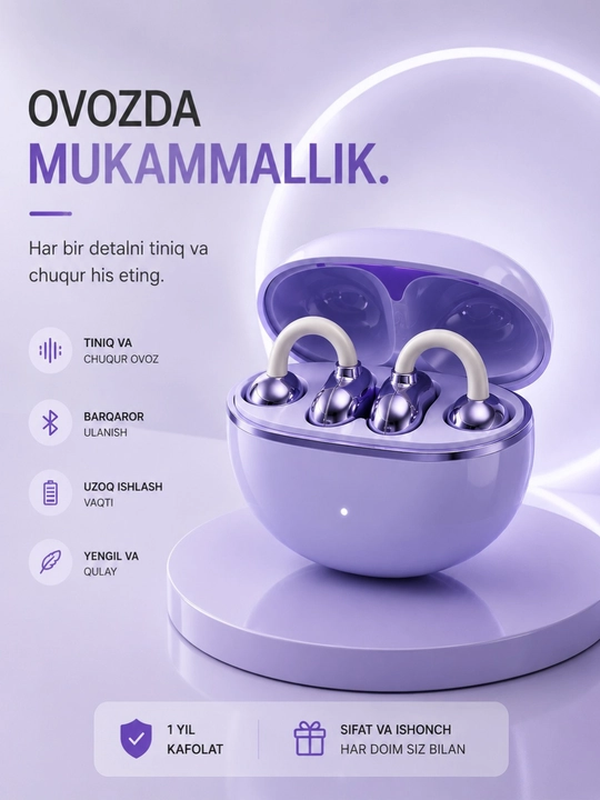 Simsiz Bluetooth quloqchinlar, sensorli boshqaruv va sifatli ovoz bilan