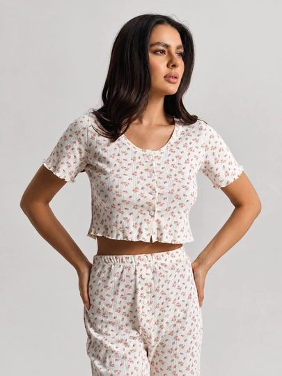 Ayollar uchun Pinterest uslubidagi yumshoq ajur pijama – shortik va shimli, Pinterest
