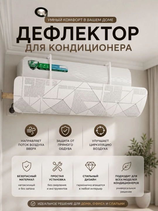 Универсальный дефлектор, аксессуар для сплит-системы кондиционирования воздуха - 
