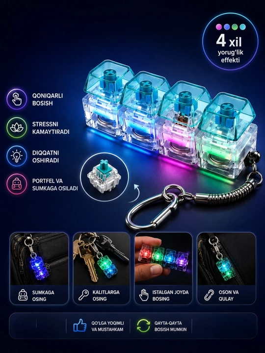 Antistress brelok Rgb, led klavishlar - 