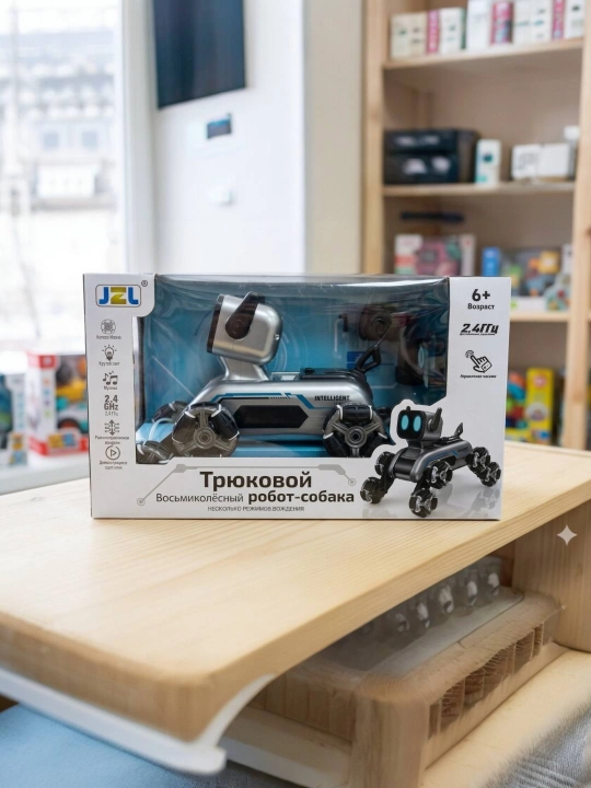 Sakkiz g'ildirakli tryuk ko'rsatuvchi robot-it - 