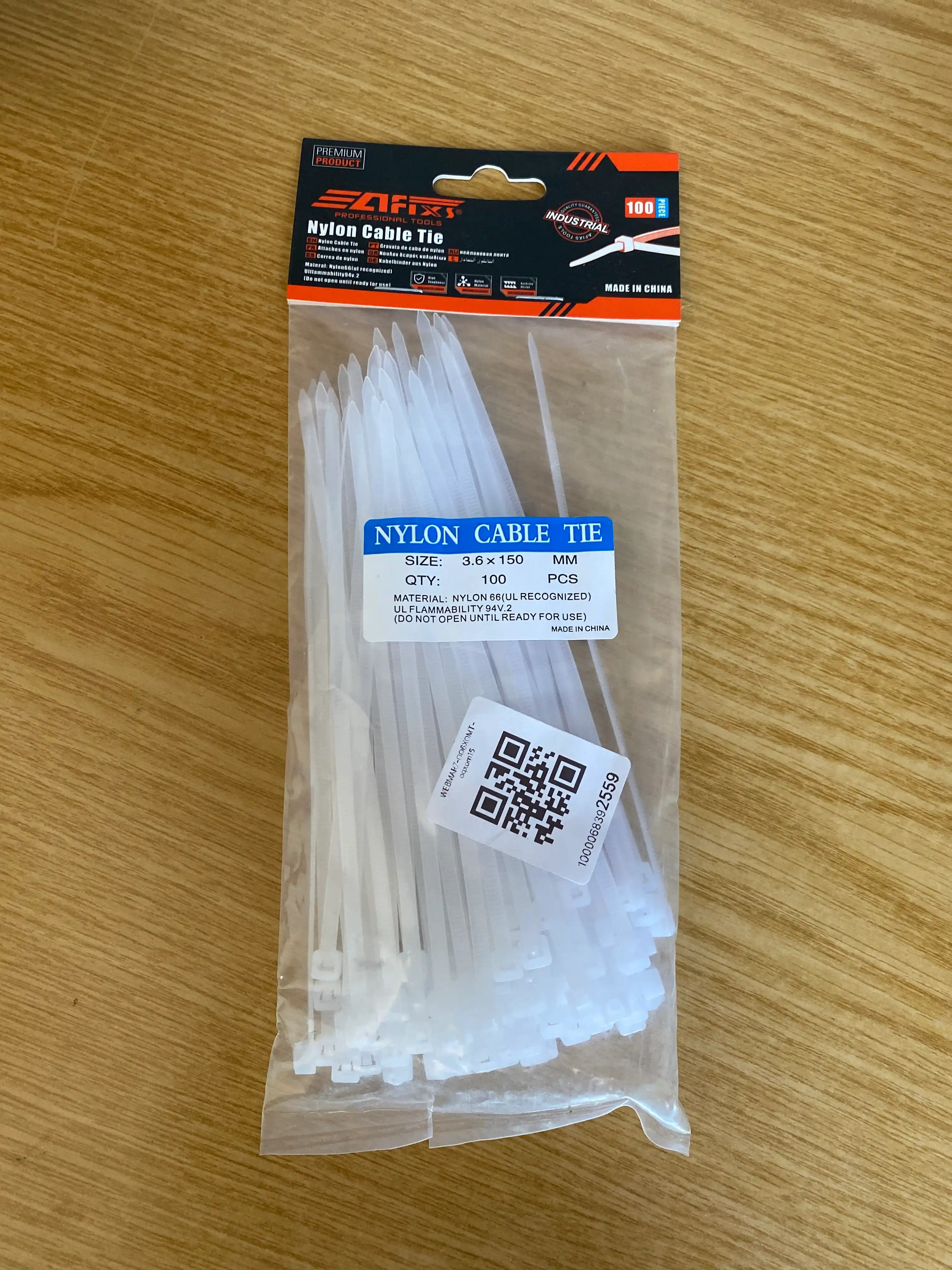 Plastik neylon xomutlar, paketda 100 dona, tortqichlar