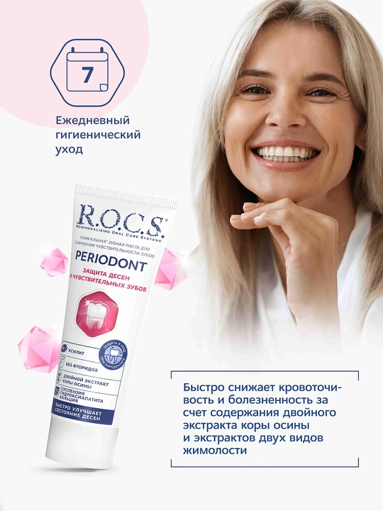 R.O.C.S. PERIODONT Tish pastasi, tish va og‘iz shilliq himoyasi, 94 g