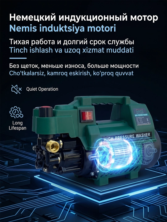 MOON yuqori bosimli avtoyuvish mashinasi, 2200 Vt, karcher, avtoyuvish