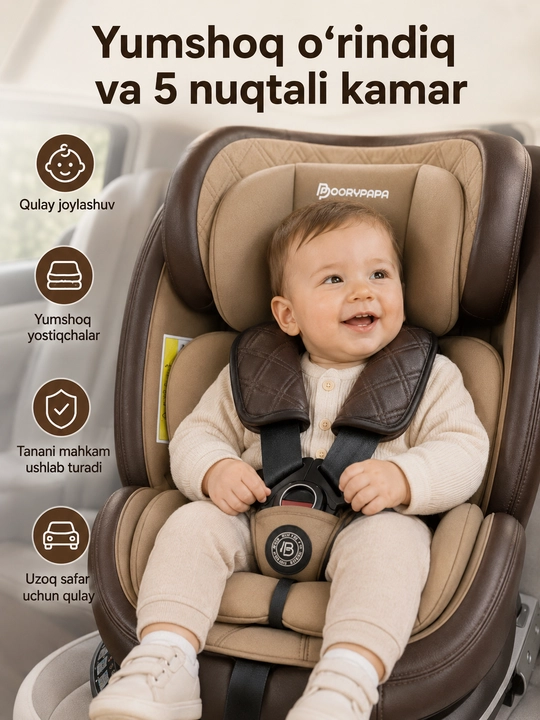 Автокресло детское 0-12 лет 360° ISOFIX LATCH до 50 кг 4 положения