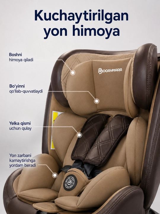 Автокресло детское 0-12 лет 360° ISOFIX LATCH до 50 кг 4 положения