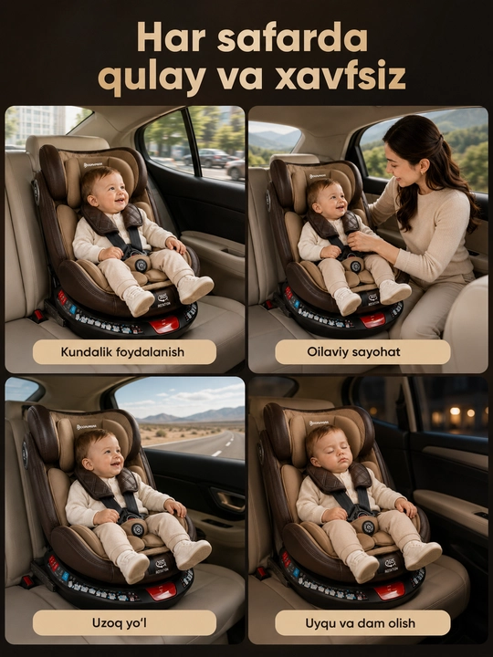 Автокресло детское 0-12 лет 360° ISOFIX LATCH до 50 кг 4 положения