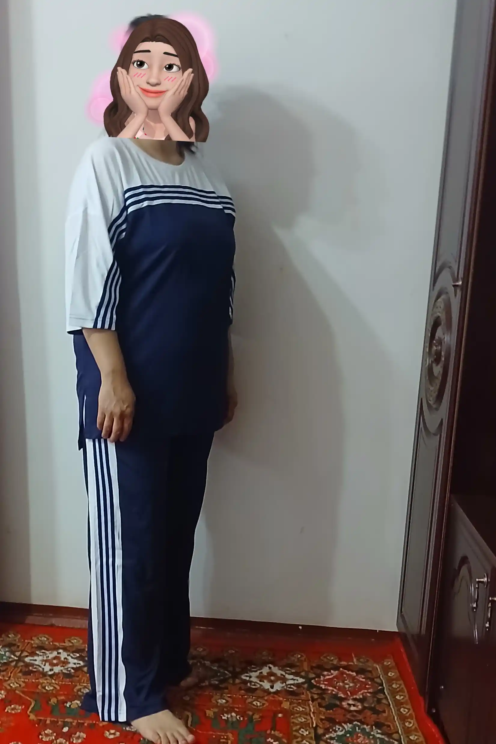 MONIKA Ayollar kostyumi, dvoyka, keng bichim, keng shim
