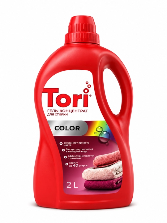 Гель для стирки Tori для одежды, 3 л / 2 л, для черного, белого и цветного белья