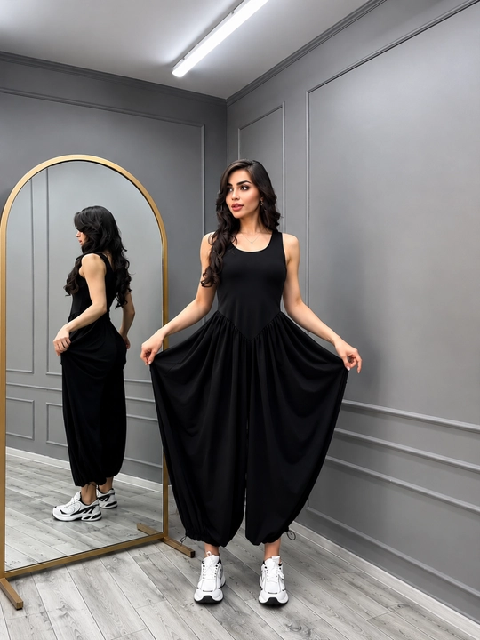Ayollar uchun oversize kombinezon keng shimli va cho‘ntakli