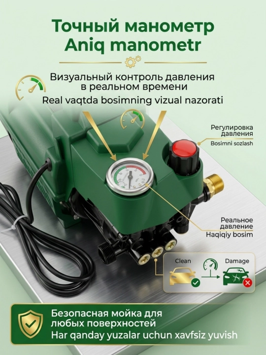 2200 Vt yuqori bosimli avtomobil yuvish mashinasi, avtomobil yuvish