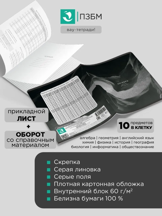 Комплект предметных тетрадей A5, 48 л, в клетку и линию,10-12 шт, со справочной информацией