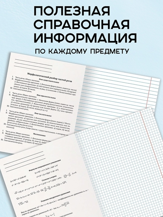 A5 formatda fan daftarlar to‘plami, 48 bet, katak va chiziqli, 10-12 dona, qo‘llanma bilan