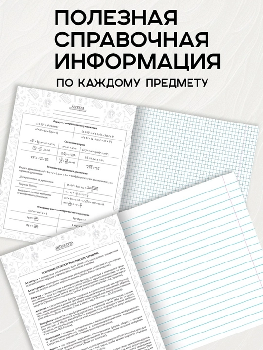 A5 formatda fan daftarlar to‘plami, 48 bet, katak va chiziqli, 10-12 dona, qo‘llanma bilan