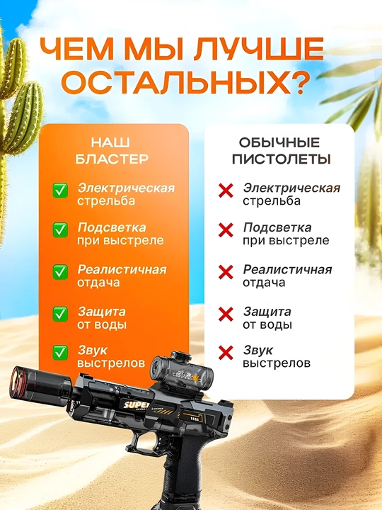 Yorug‘lik effektiga ega, akkumulyatorli elektr suvli o‘t o‘chirish pistoleti