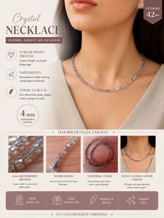 Crystal Necklace – nafis va zamonaviy ayollar taqinchog'i