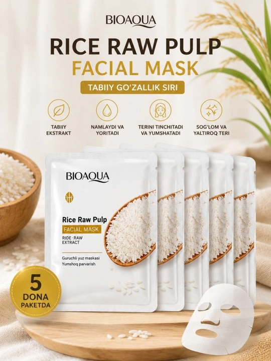 Рисовая маска (Bioaoua Rice Raw Facial Mask)