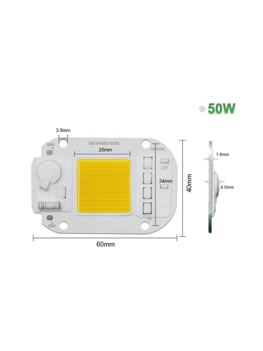 COB LED модуль 220В 20/30/50Вт белый и Grow/warm/cold/red