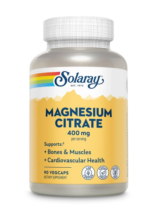 Solaray, Magnesium Citrate, цитрат магния, хелат, 400 мг, растительные капсул, США