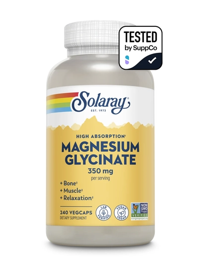 Solaray, Magnesium Glycinate, глицинат магния, хелат, 350 мг, растительные капсул, США