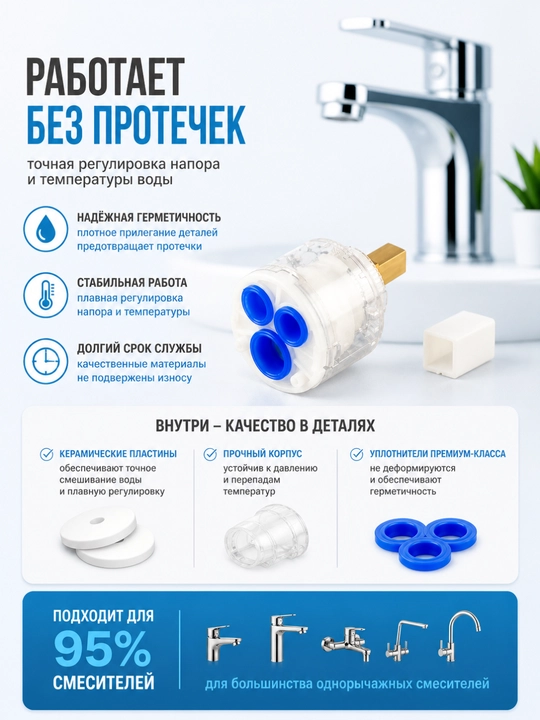 Картридж для смесителя 40 мм универсальная