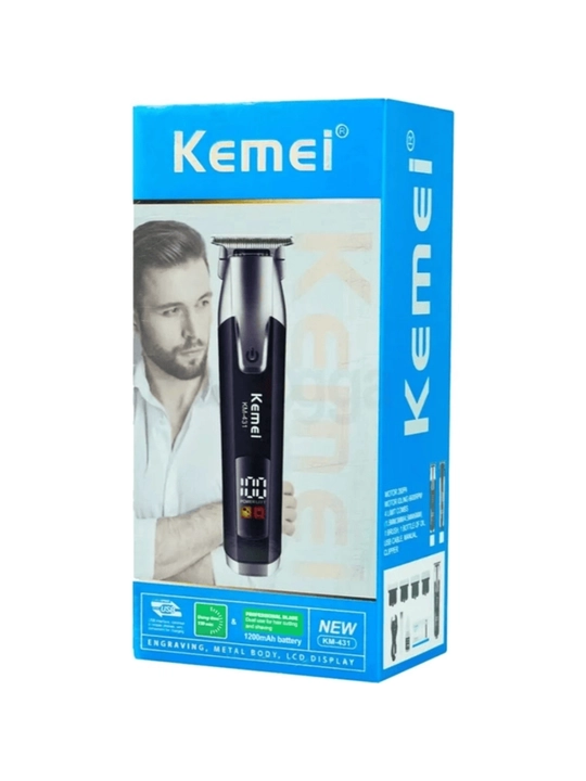 Беспроводной триммер Kemei KM-431, машинка для стрижки волос и бороды, с LCD дисплеем - 